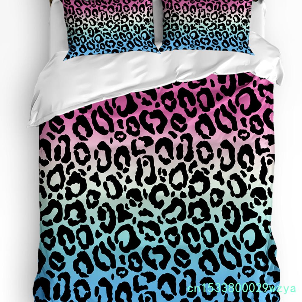 Leopard Print Black White Striped Duvet Cover With Pillow Case Custom 3pcs Bedding Set Quilt Cover Double Bed Home Textile