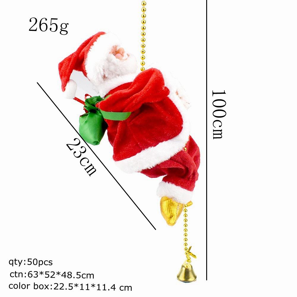 Santa Claus Doll Climbing Bead Rope Christmas Decoration Hanging Pendant Music Children's Toy Gift Electric Party Elderly
