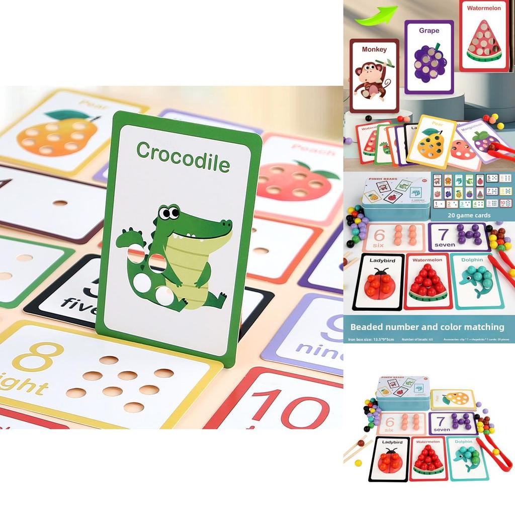 Wooden Montessori Number Matching Bead Clip Toy For Early Education And Toddler Focus Training