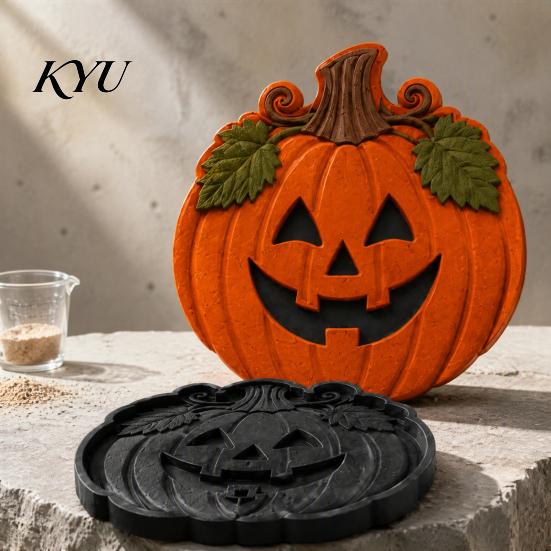 Decorative Yard Stepping Stones Halloween Stone Mold, Reusable Plastic Molds, DIY Cement Garden Landscaping Supplies Path Maker Mold for Patio Lawn &
