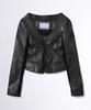 Sculptor Portrait Neck Faux Leather Jacket Black