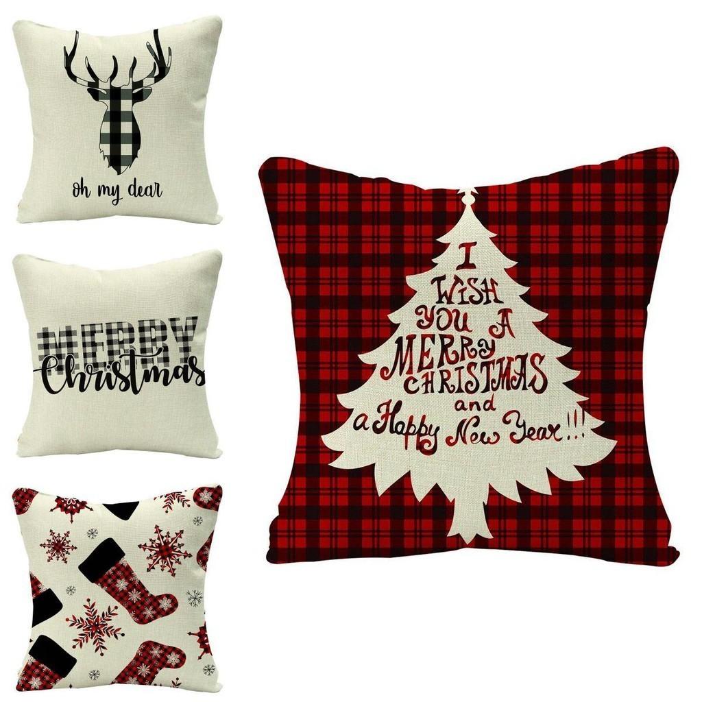Festive Christmas Cushion Cover Featuring Adorable Reindeer And Snowflakes Design