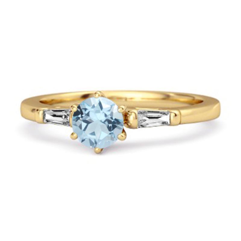 

Blue Topaz Three Stone Ring - Sterling Silver Gold Vermeil 6 жовтий/золотий
