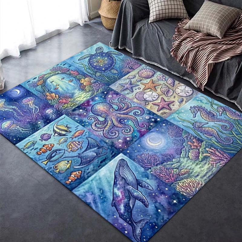 2025 New Dreamy Watercolor Ocean Carpet Rug for Living Room Bedroom Home Sofa Decoration,Kids Play Non-slip Floor Mat04
