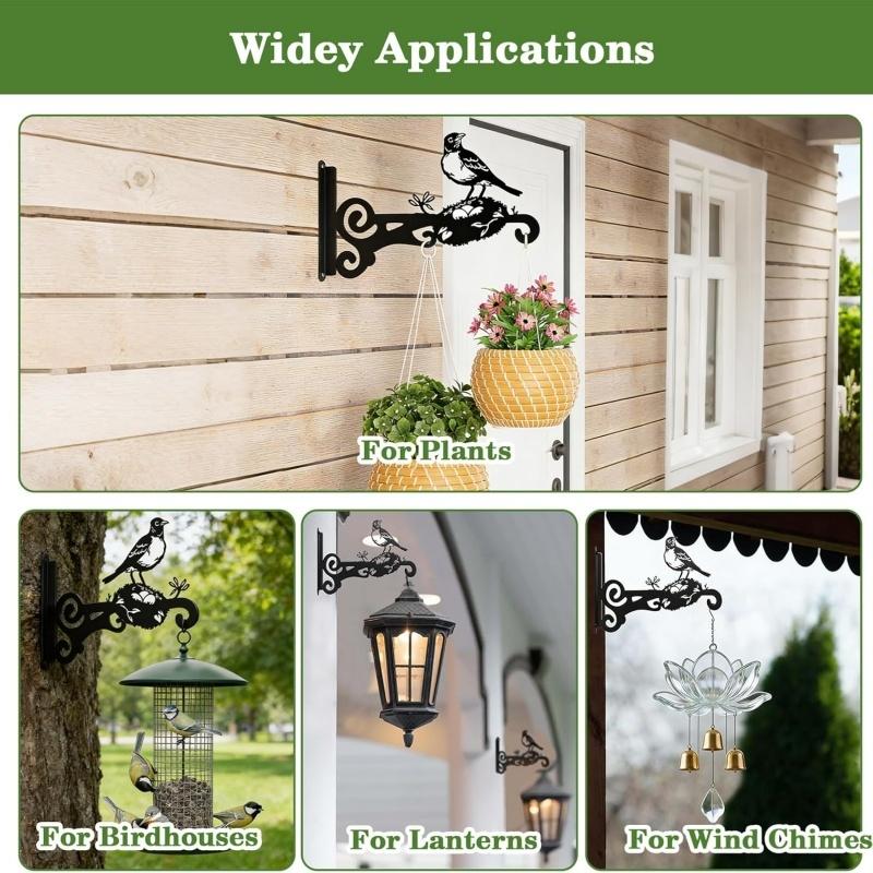 1/2Pcs Heavy Duty Outdoor Hanging Basket Brackets, Iron Plant Hanger Wall Hooks for Bird Feeders, Planters, Lanterns, Fence & Wind Chimes