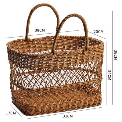 Cesto da Picnic e da Shopping Intrecciato in Rattan Sintetico