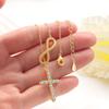 Fashion Gold Cross Necklace For Women Rhinestone Pendant Delicate Clavicle Chain Stylish Jewelry Gift