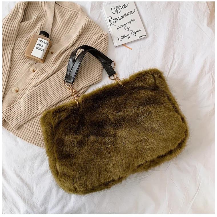 New Fashion Women's Designer Bag Soft Fur Quality Large Capacity Shoulder Bag Chain Large Bags