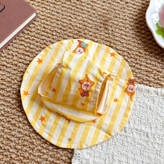 1 Set Kattenkostuum met Sterrenprint Gele Witte Gestreepte Hoed en Kant Ruffle Katten Slab Cute Huisdier Bandana Slab Outfit voor Katten Kleine Middelgrote Honden