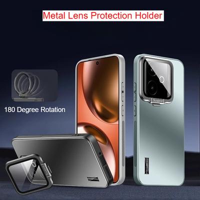 Cases For GT 7 Metal Camera Lens Holder Case for Realme GT7 Shockproof Matte Stand Back Cover Hard Protection Bumper Shell