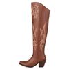 Western Women's Knee High Boots Sexy Embroidery Cowboy Cowgrils Boots Wedges Heel Red Party Winter Shoes Ladies Large Size 46