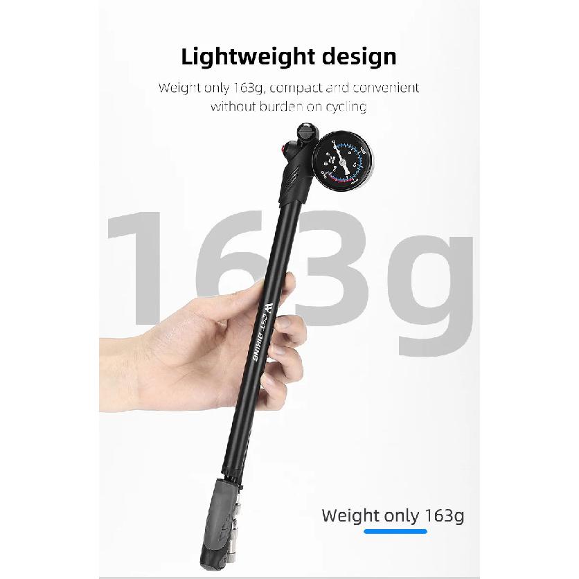 WEST BIKING Portable High-pressure 300psi Bike Air Pump with Gauge for Fork & Rear Suspension Shock Absorber Mountain Bicycle