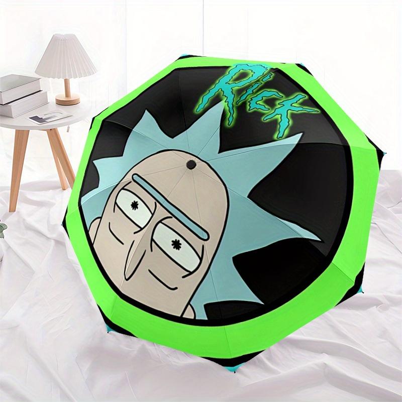 Rick Sanchez Automatic Folding Cute Windproof Umbrella with Sturdy Iron Frame, Portable Compact Travel Umbrella All-Season Use Parties 0807061