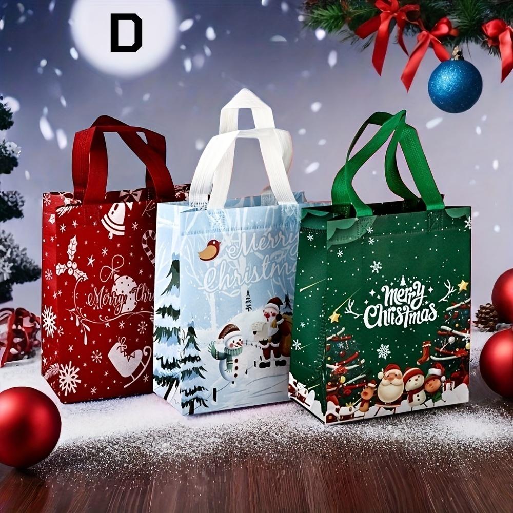 3Pcs  Christmas Gift Bags Assorted Sizes, Reusable Tote Bags with Handle, Non-Woven Christmas Bags for Xmas Party Favors