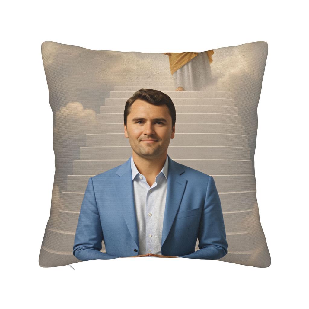 Fundas de Almohada Angélicas y de Jesús de Charlie Kirk Funda de Almohada Cuadrada Linda y Divertida para Silla de Sala de Estar