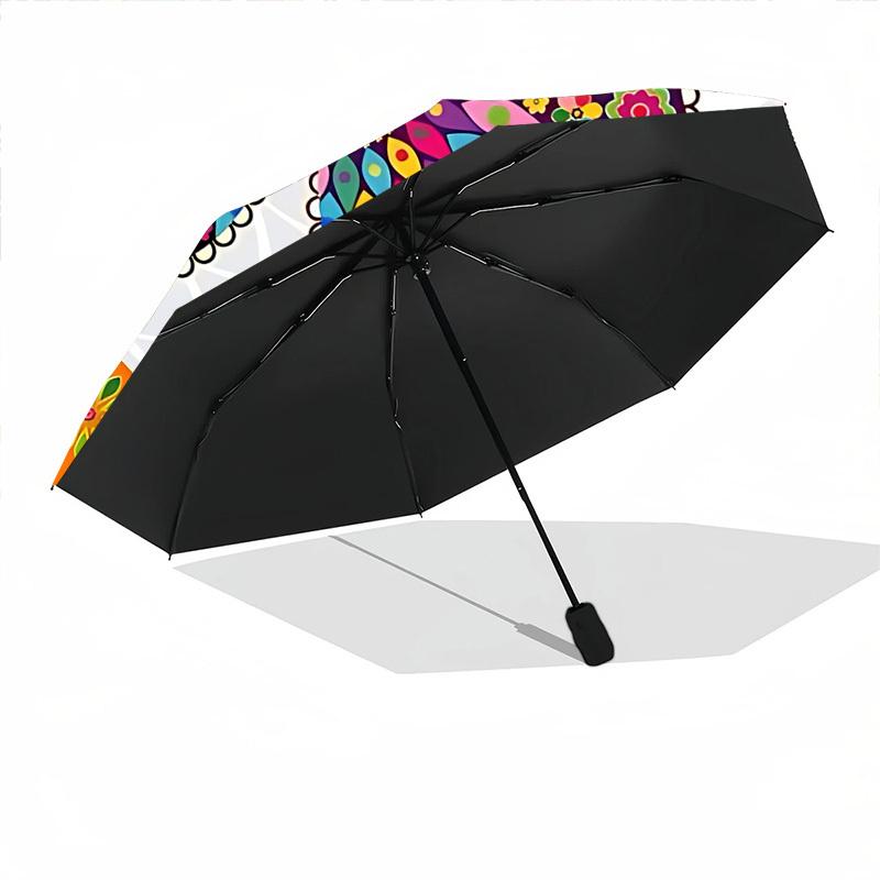 1pc Butterfly Mandala Automatic Folding Umbrella Durable Iron Frame,All Seasons Home Travel Outdoor Multifunctional Umbrella yy251115128