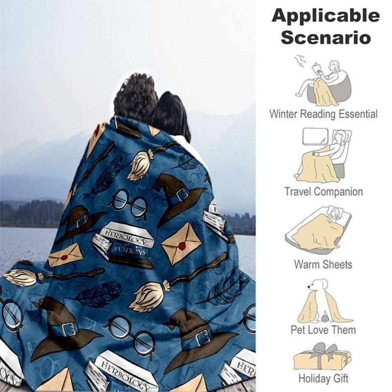 1pc Witchcraft Elements Pattern Cartoon Blanket,Portable Throw for Travel & Camping, All Season Cozy Blanket,Ideal Gift