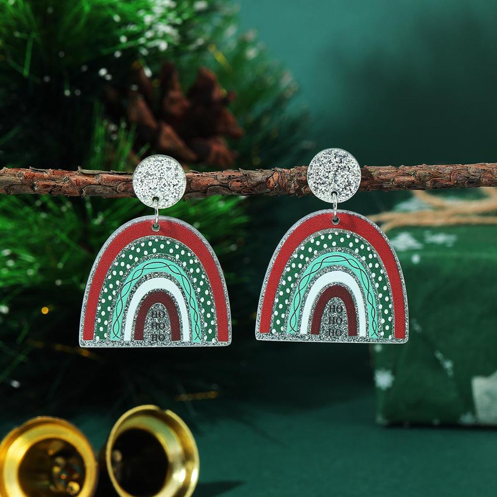 Europäische & Amerikanische Liebesherz Acryl Weihnachtsbaum Ohrringe für Damen