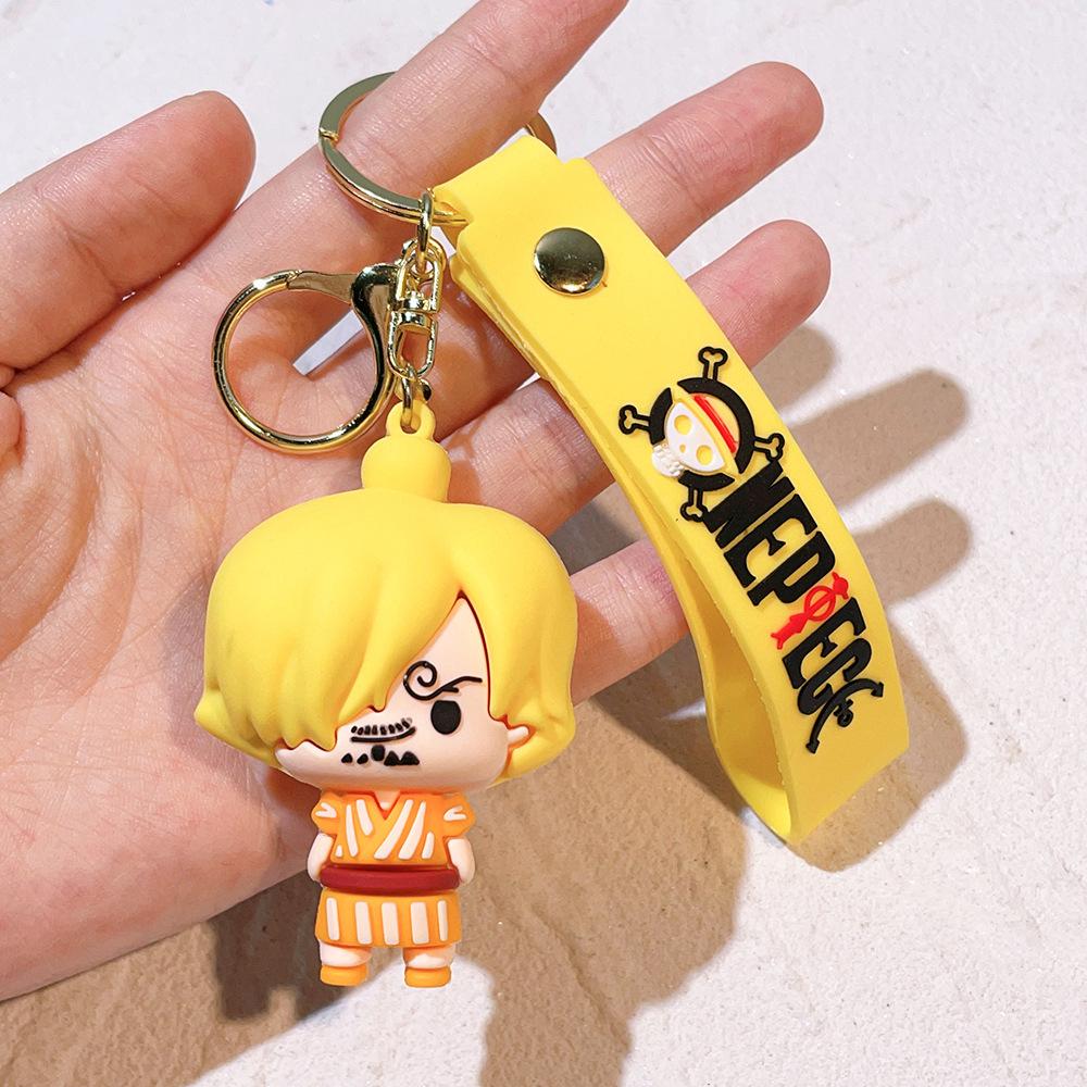 Wholesale One Piece Anime Keychain Cartoon Monkey D. Luffy Roronoa Zoro Keyring Doll Bag Car Pendant Chaveiro for Men Women Gift