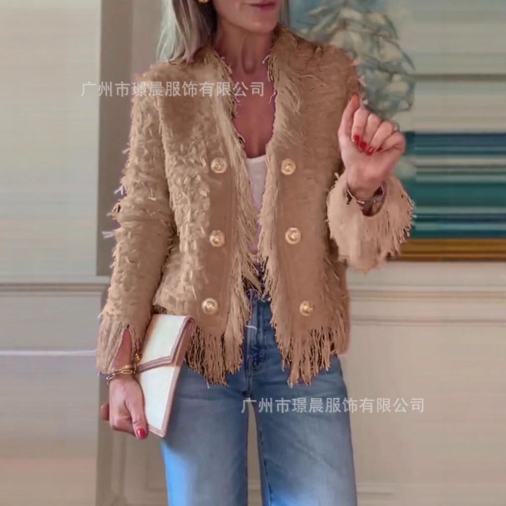 Women's White Fringe Short Cropped Faux Fur Jacket