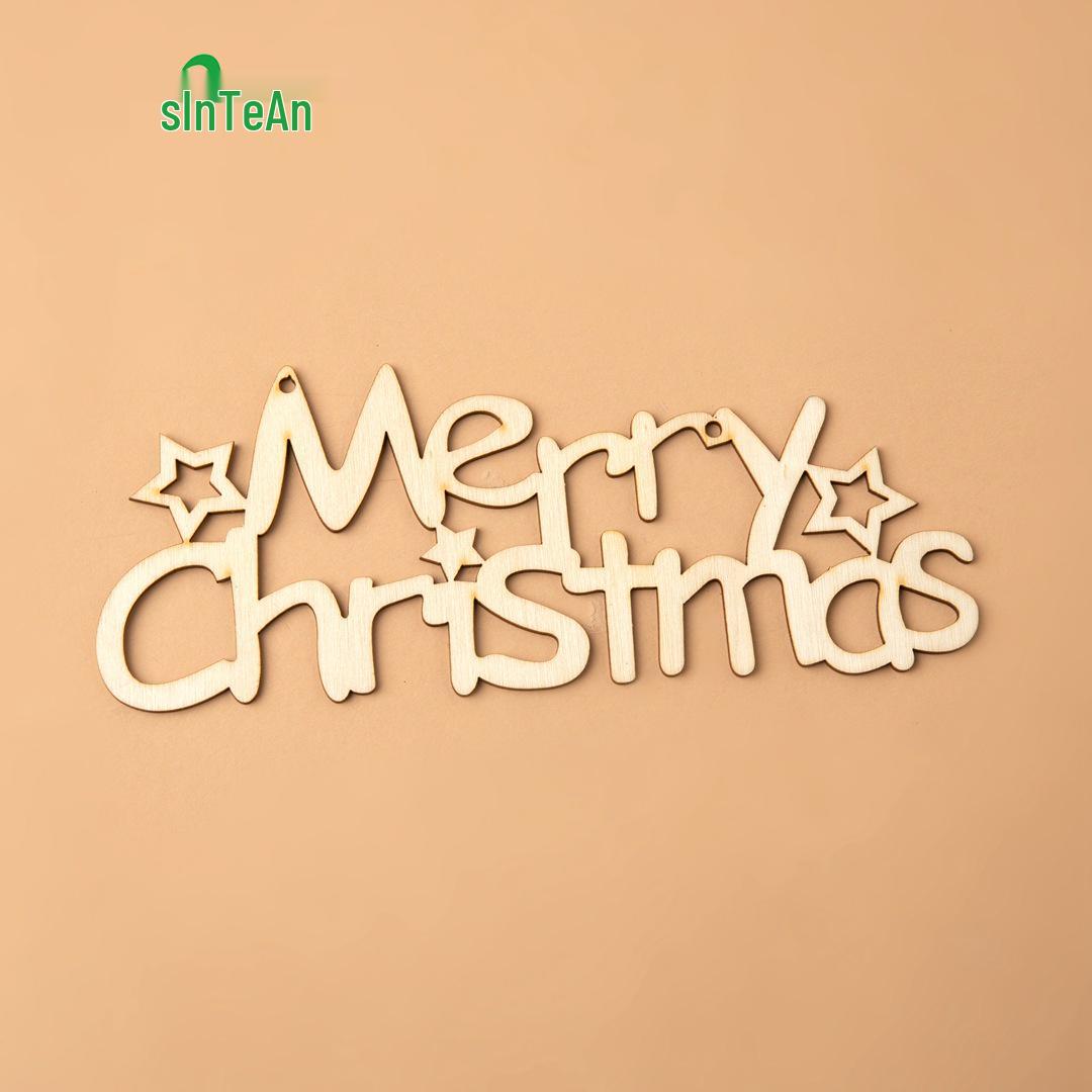 Xintuan 20-25CM Merry Christmas Wooden Tree Ornament