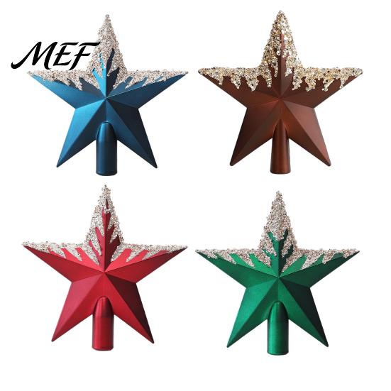 High End Tree Decor Glitter Sequins Star Topper, Shiny Sparkly Treetop Gold Five Pointed Ornament Ornament, Shatter-Proof Christmas Decoration