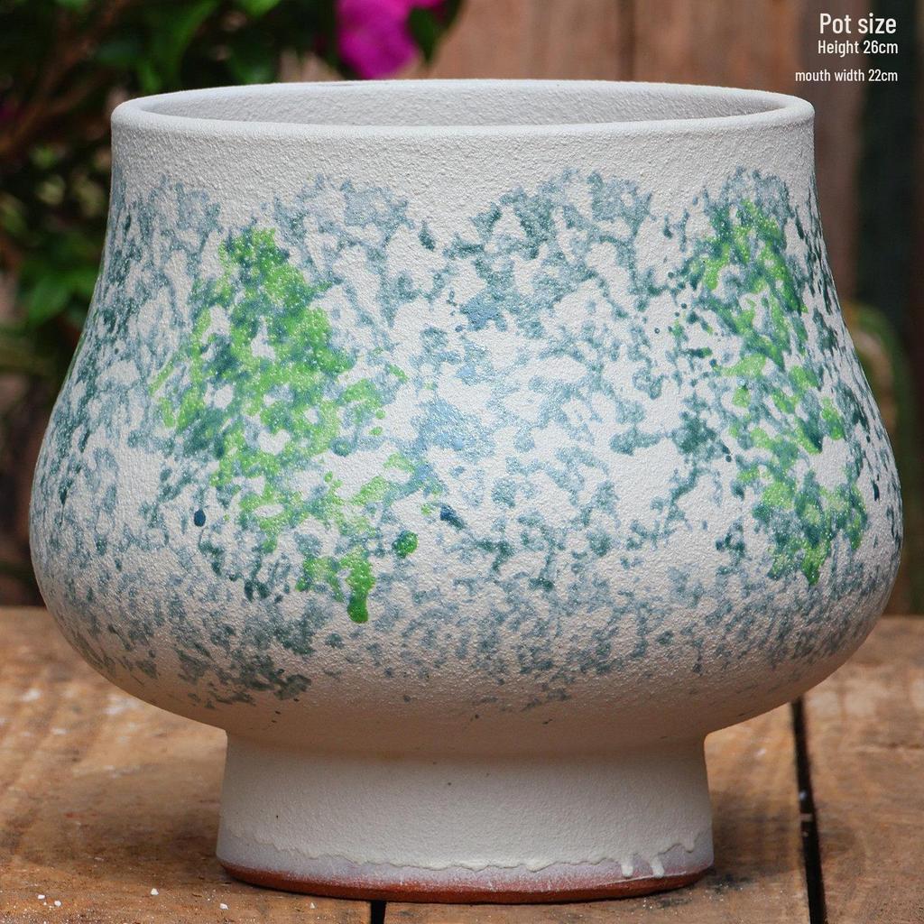 Extra Large Ceramic Bonsai Pot with Wide Caliber, Coarse Pottery for Succulents and Bougainvillea.