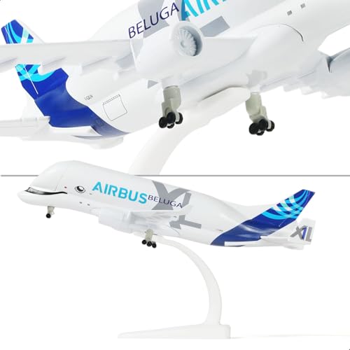 QIYUMOKE 1/300 A330 Beluga XL1 Diecast Metal Airplane Model Kit with Stand (7.7 Inch) Airbus A330-743L Super Transport Beluga Model for Adults, Collec