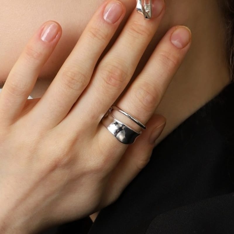 ozel Silver925 Cutout Wide Ring PS170R