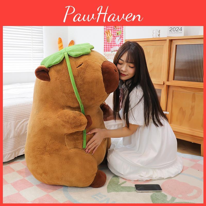Capybara Leaf Lotus Plush Toy Soft Stuffed Animal Dolls Kids Birthday Gifts