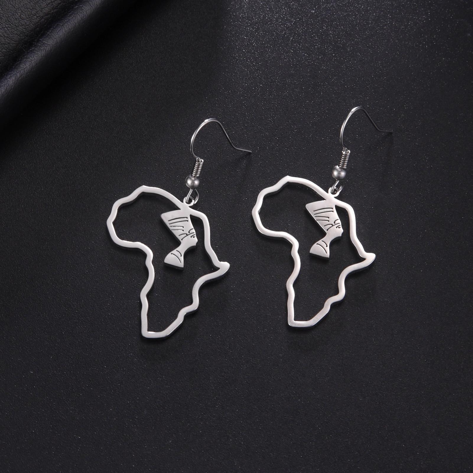 

LIKGREAT African Map Earrings Ancient Egyptian Earring Stainless Steel Retro Goddess Isis Decor Jewelry Birthday Gift 2025