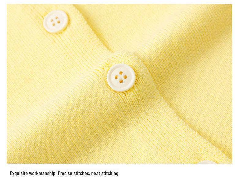 Korean Style Girls' Bear Embroidered Cotton Sweater Cardigan for Spring & Autumn