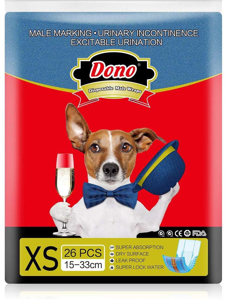 DONO Disposable Male Dog Diapers with Sanitary Napkins, Medium Size Pee Pads