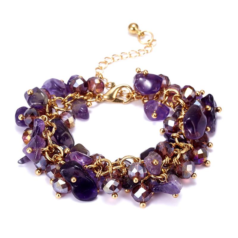 Bohemian Trendy Irregular Natural Crushed Stone Bracelets For Women Crystal Chain Charm Handmade Bracelet Princess Bride Gift
