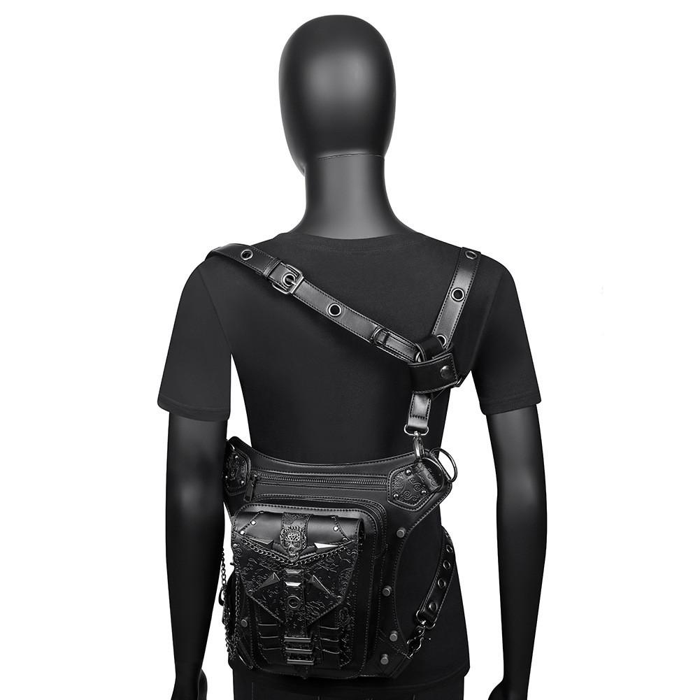 Steampunk Damen Brust-Schultertasche Mit Kette Und Totenkopf-Akzenten Für Den Täglichen Gebrauch