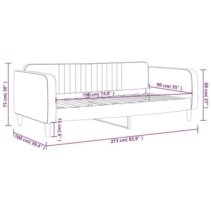 VidaXL Lit de repos gris foncé 90x190 cm velours 354100
