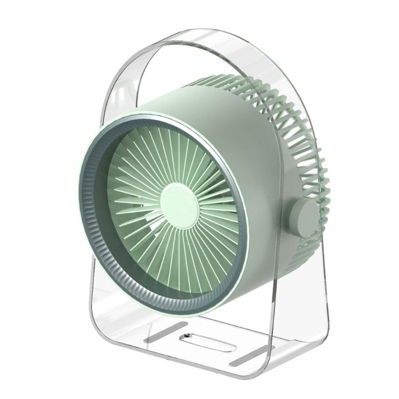 

Electric Desktop Fan for Office Desk Or Bedroom Nightstands USB Rechargeable Cooling Device with 2000mAh Battery зелений