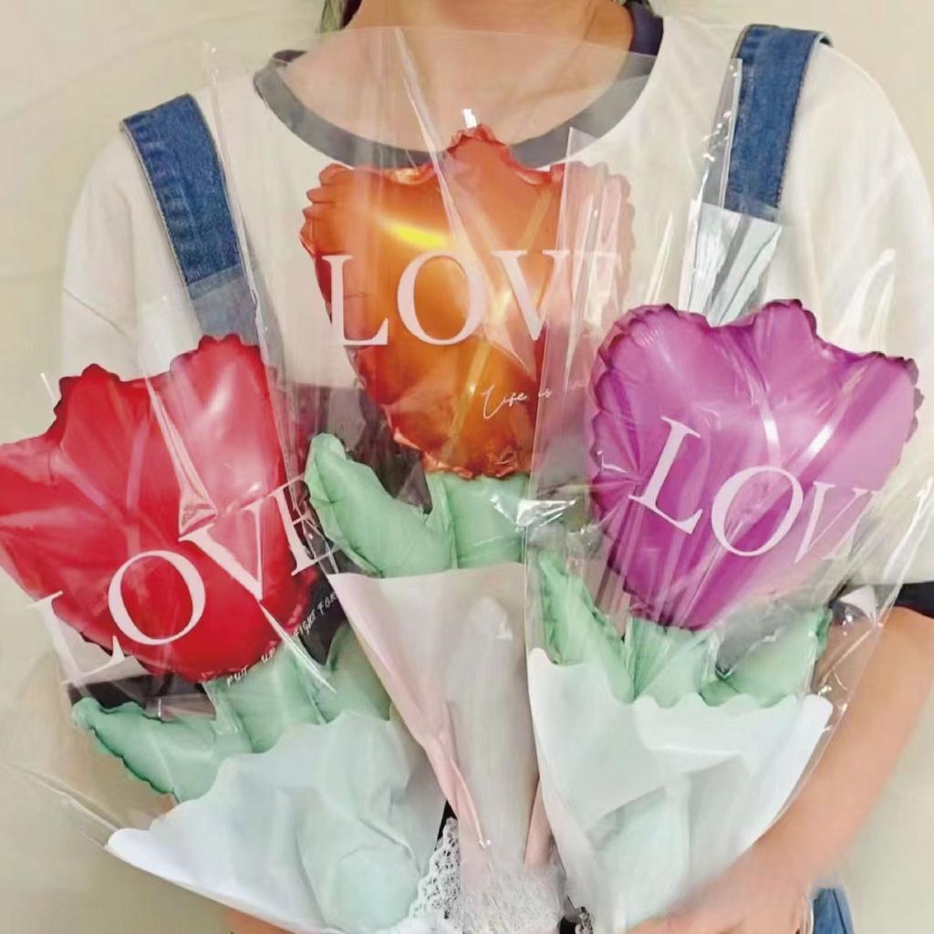 20pcs Mother's Day Valentines Day Love Balloon Bouquet Flower Proposal Confession Aluminum Film Balloon Shopping Mall Decoration