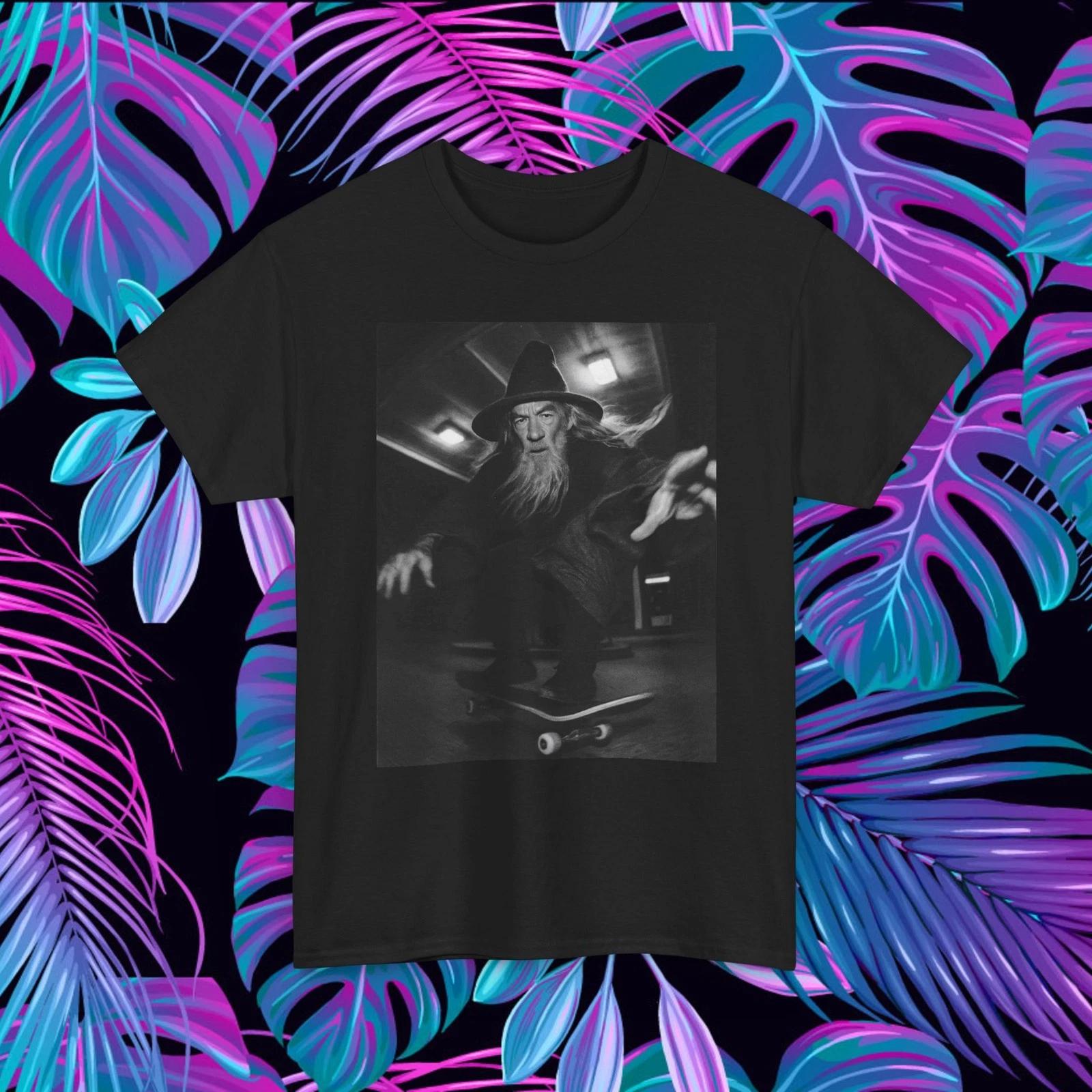 Gandalf Skateboard Tee, LOTR Shirt, Wizard Skater Top, Middle Earth Gift, 2XL