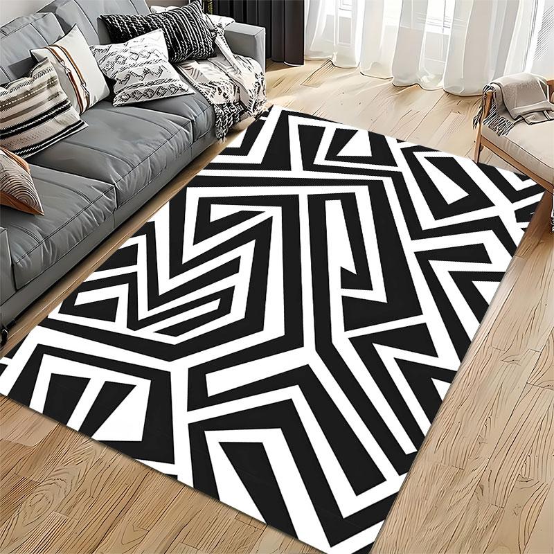 Black and White Geometric Pattern suitable as a non-slip mat for the living room or bedroom sofa