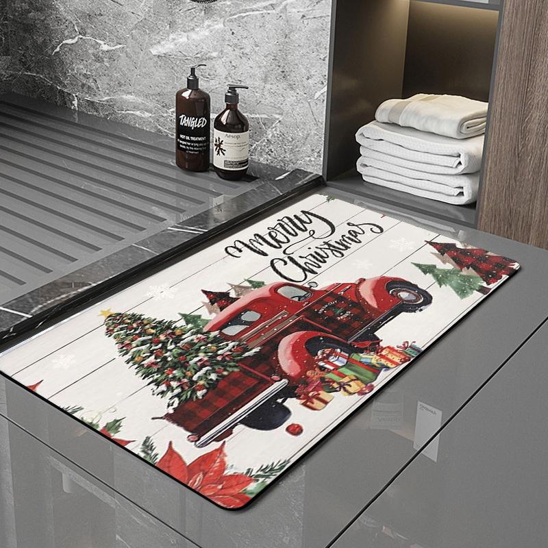 SANFAN Customizable Christmas Multipurpose Floor Mat Doorway Bath Mat Kitchen Mat