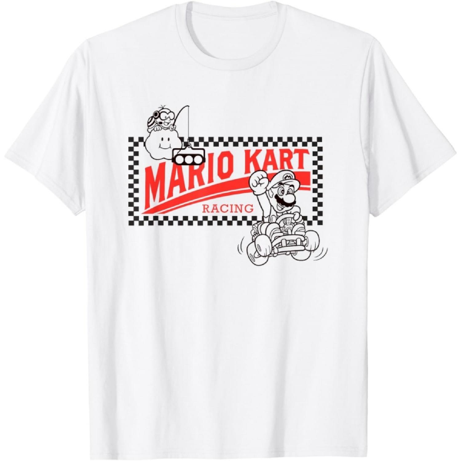 Mario Kart Racing Vintage Checkerboard Frame Logo T-Shirt XXXXXL белый