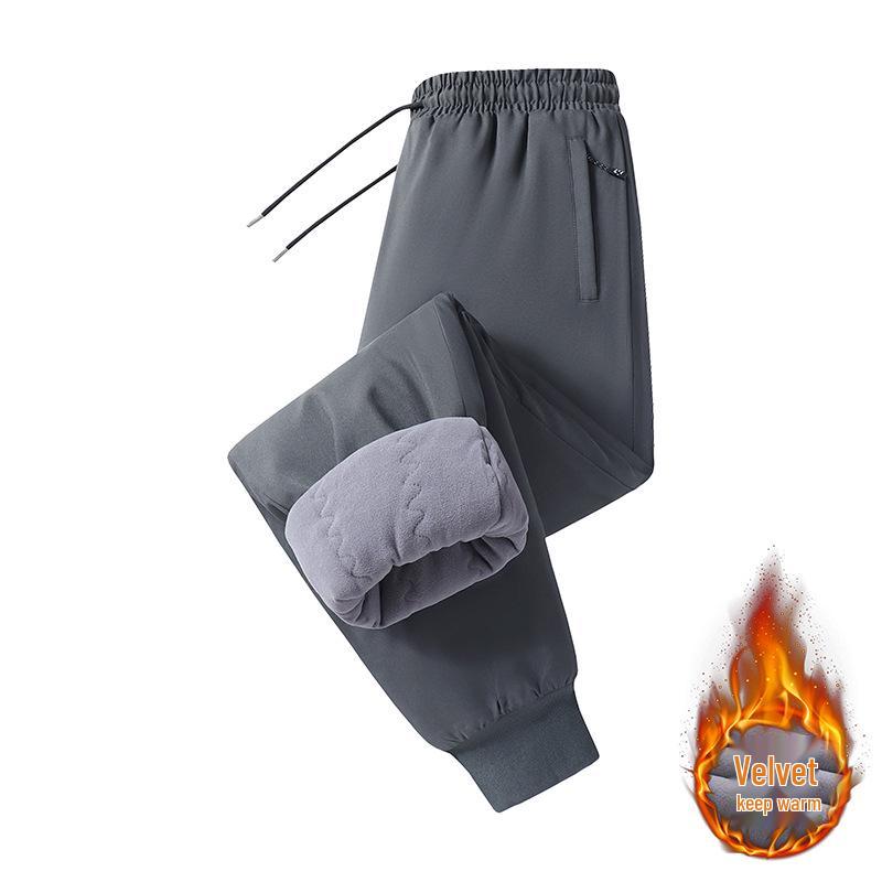Herren Baumwoll-Sweathose mit Fleecefutter - Warme, verdickte, gerippte Freizeithose für Herbst und Winter.