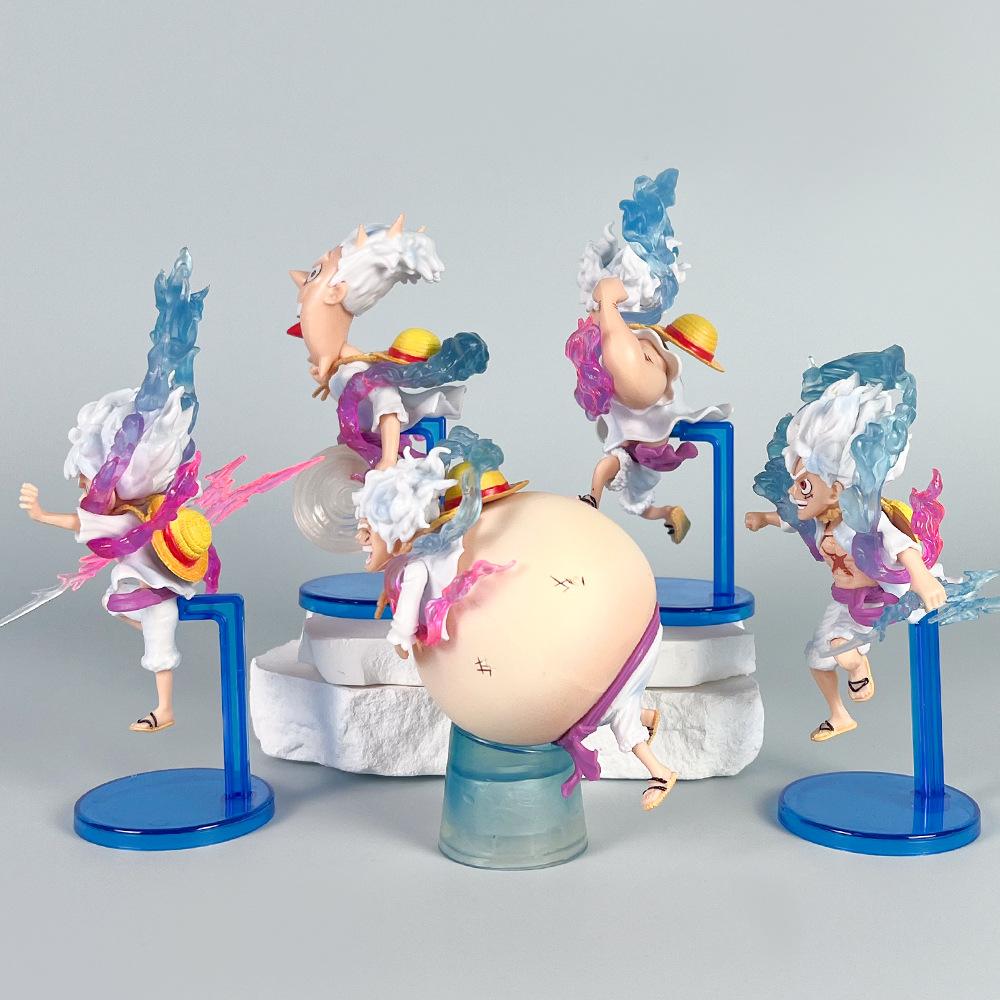 One Piece Gk Q Version Nika Luffy Figure Fifth-speed Sun God Luffy Model Ornament Desktop Scenery Boys Collection Gift
