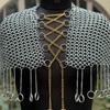 Edgy Chainmail Body Armor Set Silver Statement Top  Skirt for Festival, Cosplay And Layered Fashion