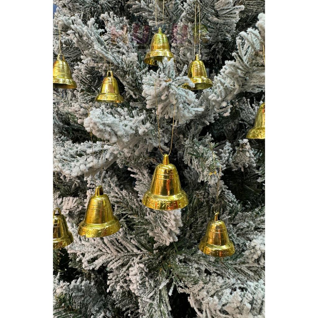 New Year's Pine Tree Bell Ornament Gold String 9pcs 3 Cm New Year Tree Ornament Gold Golden Yellow Color Bell Shiny
