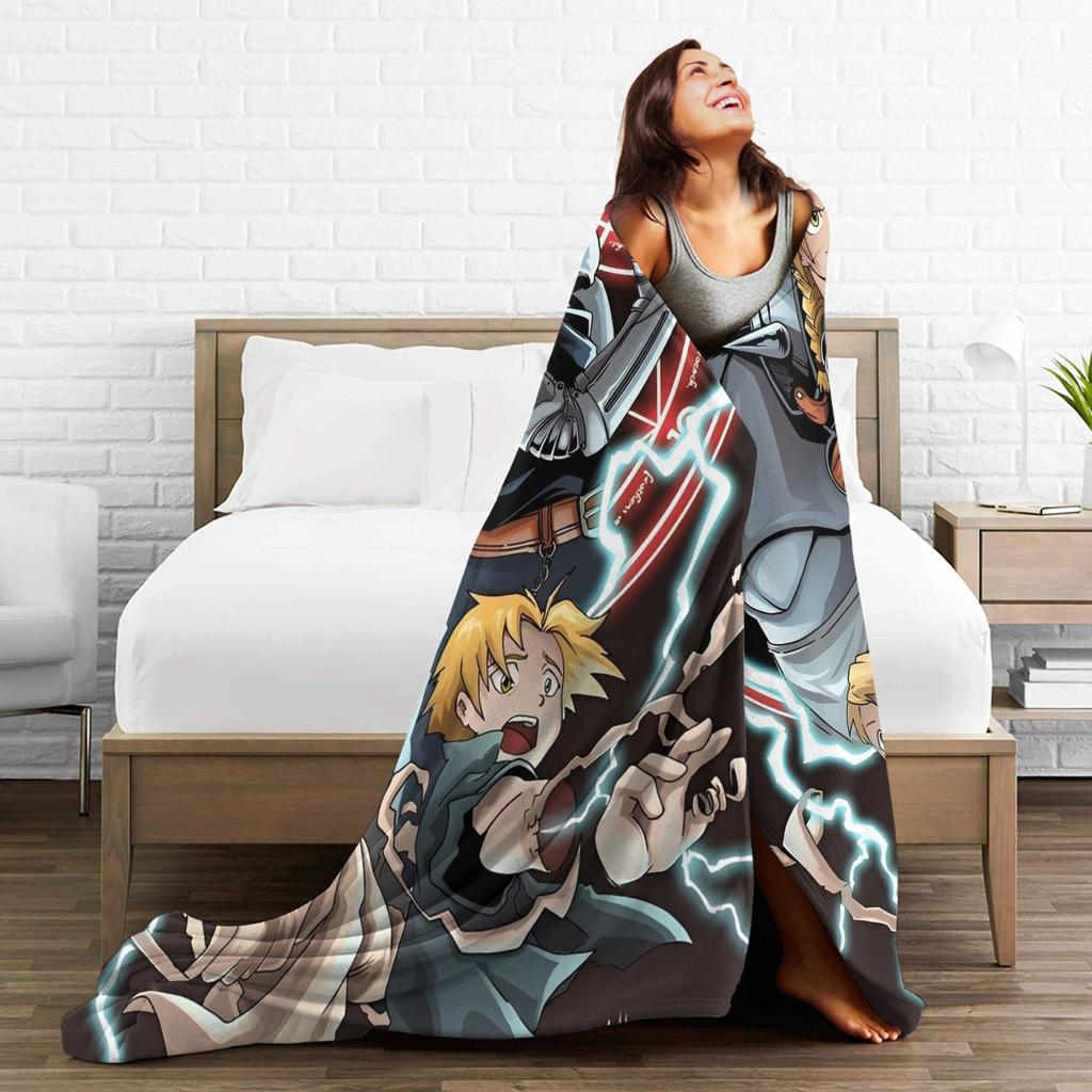 Fullmetal Alchemist  Super Soft Blankets  Girls Boys Plush Bedding Throws Pattern Couch Chair Flannel Bedspread Sofa Bed Cover
