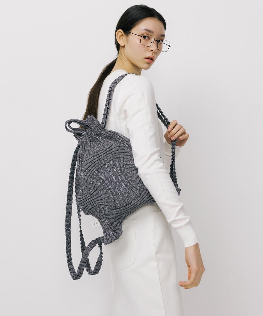 Pleatsmama New Bow Backpack Glitter Stone Brown