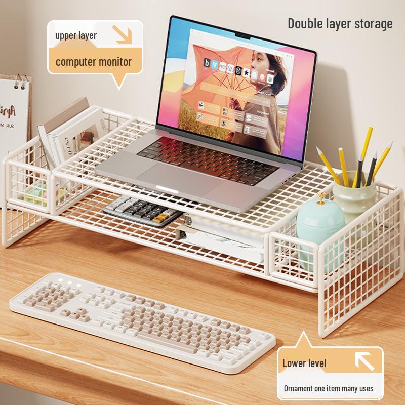 Adjustable Laptop & Monitor Stand with Storage Shelf