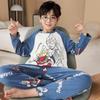 Boys' Cartoon Long-Sleeve Pajamas - Spring/Fall, Lightweight Summer Home Wear, Sizes for Toddlers to Big Kids
